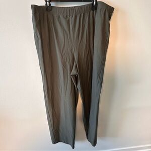 Eileen Fisher Green Ponte Pull on Flat Front Pants  with Stretchy Waist Size 3X